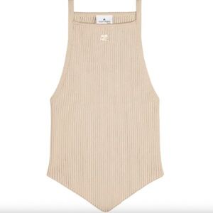 Courrèges logo-embroidered ribbed top - Size M